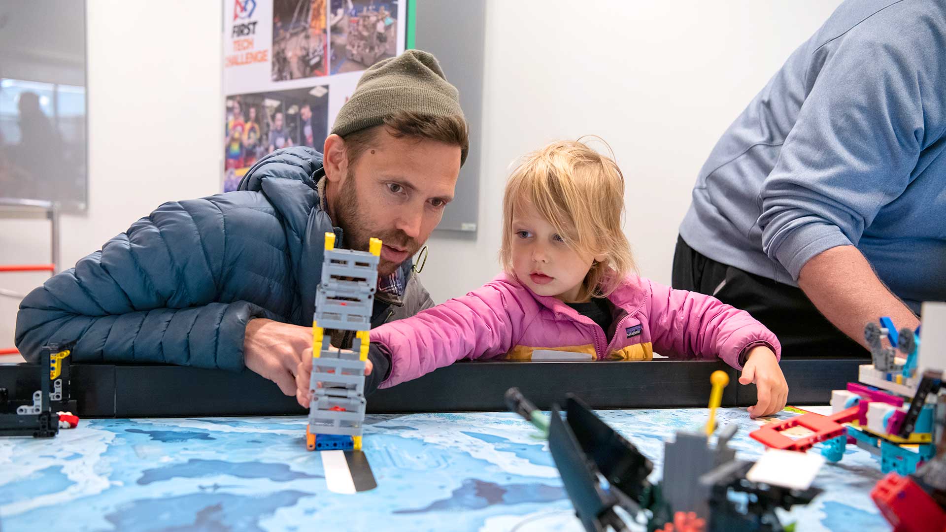 Creating with LEGOs at the FIRST exhibit at Vermont Tech Jam 2024